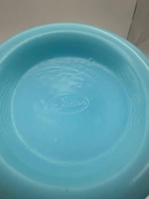 FENTON Blue Satin Milk Glass Peacock Vase Embossed Flowers (See Details)