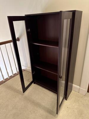 Three Shelf Bookcase with Glass Doors