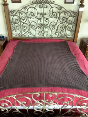 646 Ralph Lauren Brown Cable Knit Throw Blanket