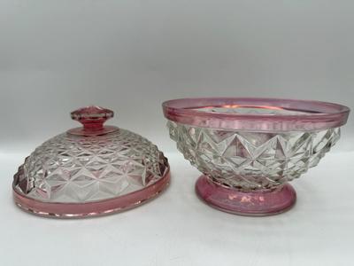 Vintage Kings Crown Ruby Flash Candy Dish