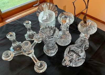 Beautiful glassware #1 includes a turkey dish and candle holders
