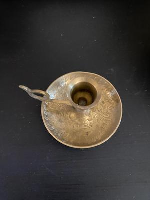 PICTURE DRAMES AND MATCHING BRASS CANDLEHOLDER & PEDESTAL DISH