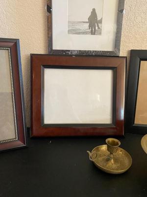 PICTURE DRAMES AND MATCHING BRASS CANDLEHOLDER & PEDESTAL DISH