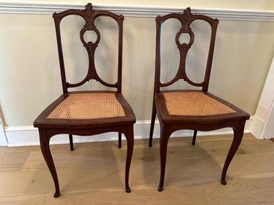 Pair of Caned Dining Chairs (see description).