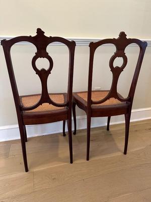 Pair of Caned Dining Chairs (see description).