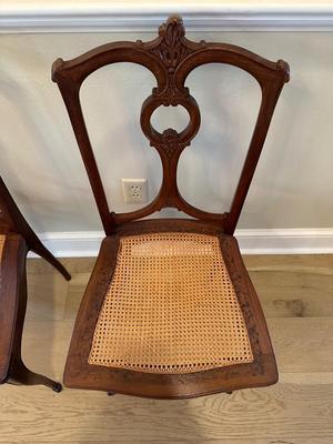 Pair of Caned Dining Chairs (see description).