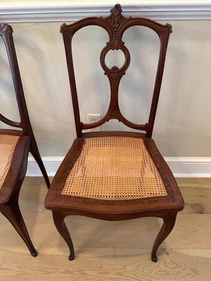 Pair of Caned Dining Chairs (see description).