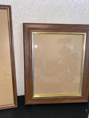 BRASS VASE, CANDLEHOLDER AND PICTURE FRAMES
