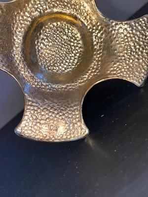 BRASS VASE, CANDLEHOLDER AND PICTURE FRAMES
