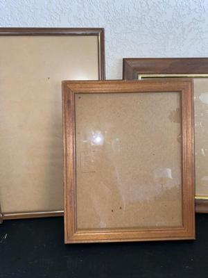 BRASS VASE, CANDLEHOLDER AND PICTURE FRAMES