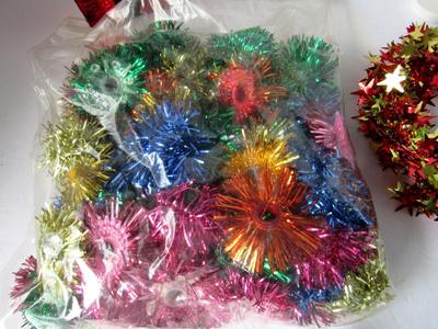 Large Lot Xmas Items, Garland, Light Covers, Angel, Tree, More