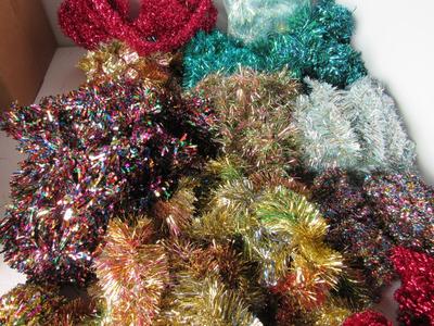 Large Lot of Older Tinsel Garland and Plastic Bells Garland