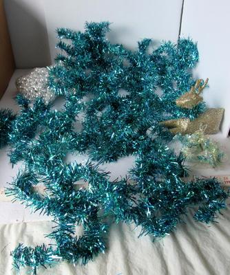 Neat Older Wired Garland Pinwheels, Plastic Garland and Glitter Deer
