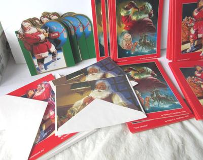 Large Lot Unused Coca Cola Santa Christmas Cards