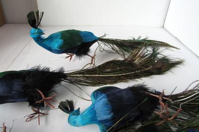 Older Plastic and Feather Peacock Christmas Tree Decor