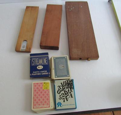 Old Wood Cribbage Boards and Cards