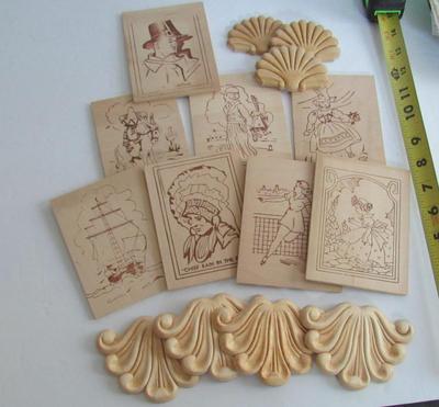 Unused Wood Burning Images and Wood Embellishments