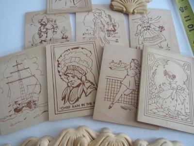 Unused Wood Burning Images and Wood Embellishments