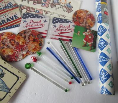 Lot of Decals, Coasters, Swizzle Sticks, Shelf Paper