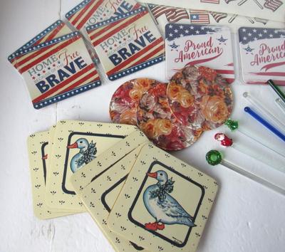 Lot of Decals, Coasters, Swizzle Sticks, Shelf Paper