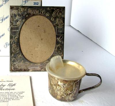 Older Princess House Silver Plated Baby Cup and Picture Frame