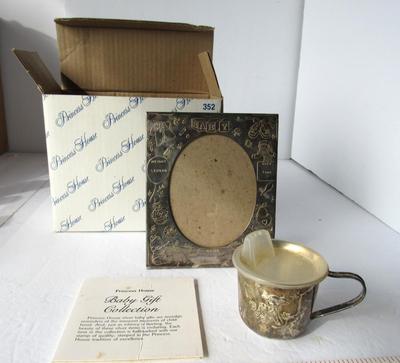 Older Princess House Silver Plated Baby Cup and Picture Frame