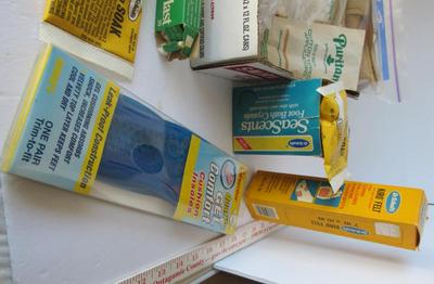 Lot of Older Foot Care and First Aid Items