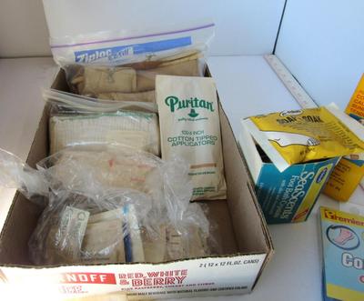 Lot of Older Foot Care and First Aid Items