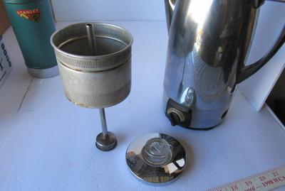 Old Stainless Steel Stanley Thermos and Old Coffee Pot
