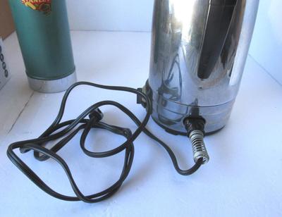 Old Stainless Steel Stanley Thermos and Old Coffee Pot