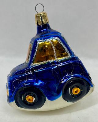 Mercury Glass Ornament Blue car