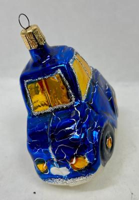Mercury Glass Ornament Blue car