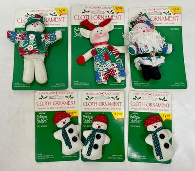 Lot of 6 Hartland Traditions cloth Ornaments by Matt Danko