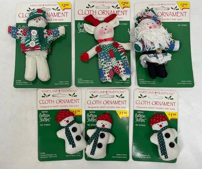 Lot of 6 Hartland Traditions cloth Ornaments by Matt Danko