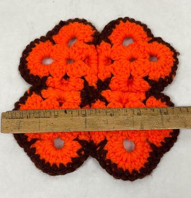 Lot C - Crocheted Pot Holder - orange & black