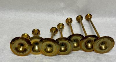 7 Graduated Brass MCM Slim Candle holders