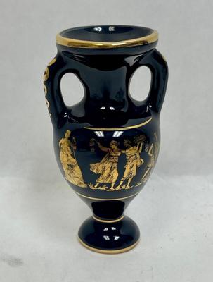 Vintage Greek Vase Black with 24K Gold Inclusions