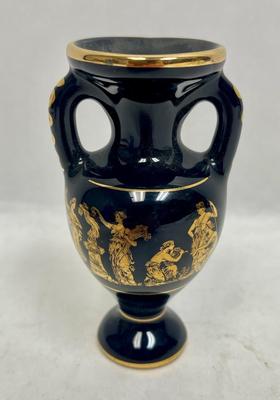 Vintage Greek Vase Black with 24K Gold Inclusions