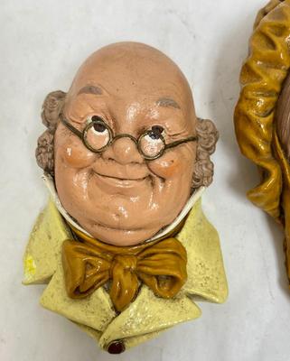 Blossoms Chalkware Head Sculpture painted wall hanging