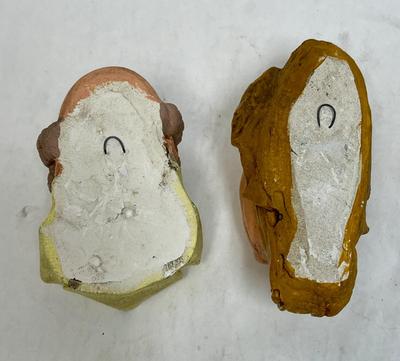 Blossoms Chalkware Head Sculpture painted wall hanging