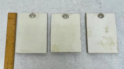 Set Of 3 Vintage 3D Wall Art Tiles by Boem Flowers Acrylic & Ceramic 1950s