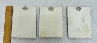 Set Of 3 Vintage 3D Wall Art Tiles by Boem Flowers Acrylic & Ceramic 1950s