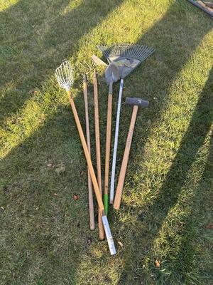 Sledge hammer and rake