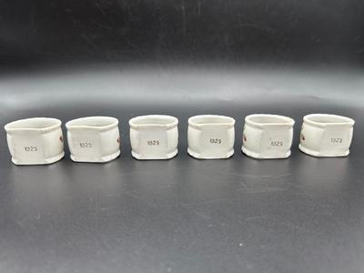 Lefton 1929 Porcelain Floral Napkin Ring Holders (6)