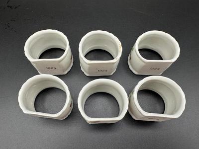 Lefton 1929 Porcelain Floral Napkin Ring Holders (6)