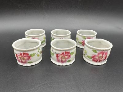 Lefton 1929 Porcelain Floral Napkin Ring Holders (6)