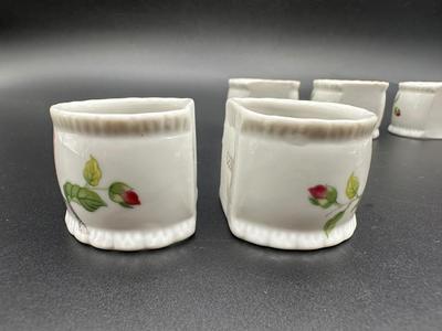 Lefton 1929 Porcelain Floral Napkin Ring Holders (6)