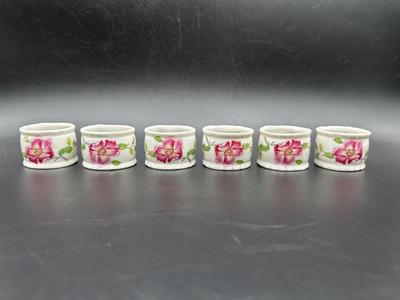 Lefton 1929 Porcelain Floral Napkin Ring Holders (6)