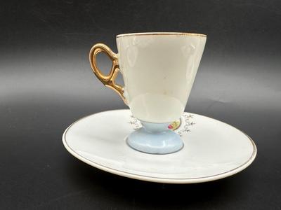 Japan Hand Painted Porcelain Demitasse Cup & Saucer Set