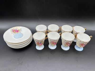 Japan Hand Painted Porcelain Demitasse Cup & Saucer Set